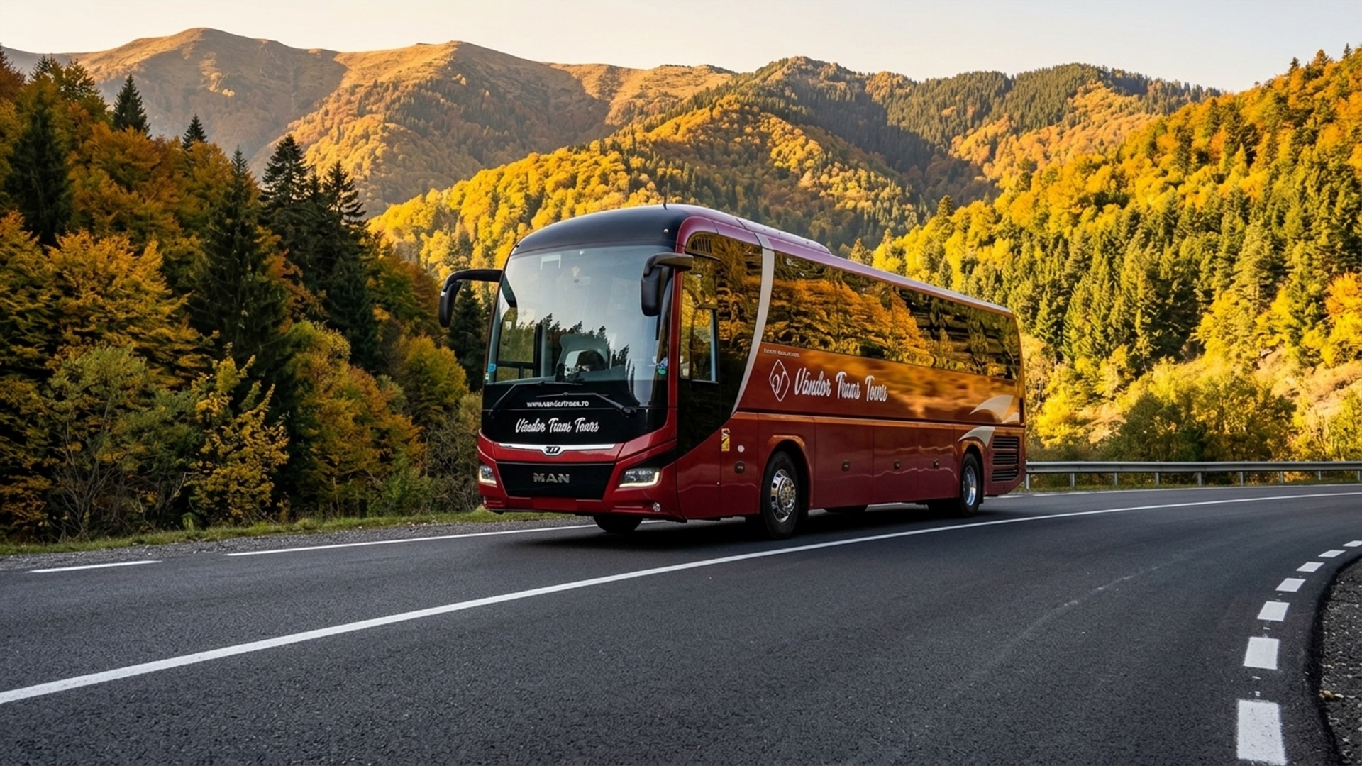 MAN Lion's Coach őszi erdélyi tájon - Menetrend szerinti járatok